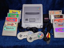 任天堂 スーパーファミコン すぐ遊べるセット 純正アダプター 純正ケーブル コントローラー スーファミ ソフトはパチンコ系10本 レトロ_画像1