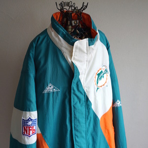 1990s ヴィンテージ APEX ONE NFL マイアミ・ドルフィンズ パデッドナイロンジャケット XL 中綿ブルゾン アメフト MIAMI DOLPHINS USA 古着