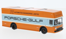 1/64 メルセデス トランスポーター ガルフ レーシング Schuco Mercedes O 317 racing transporter Gulf 1:64 梱包サイズ60_画像1