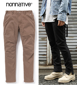 美品 nonnative ALPINIST EASY PANTS TAPERED FIT C/P CHINO STRETCH サイズ1 ベージュブラウン イージーパンツ 裾ジップパンツ