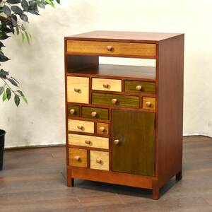  retro furniture side chest drawing out 13 cup +. door 1 place width 51cm height 79cm case / adjustment shelves / telephone stand / Vintage furniture [ pickup welcome ]zyt1272ji51213-11