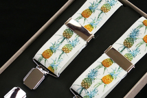 ★サスペンダー BRITISH BELT PINEAPPLE 35mm Ｘ型 シルバークリップ イギリス直送品 MADE IN BRITAIN 楽しく色鮮やかに・・♬〜_画像1