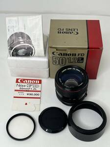 【M12】分解掃除済み CANON New FD 50mm F1.2 L 24905 箱付き 説明書付き 値札付き 動作品 貴重レンズ