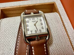 1円〜 極美品【HERMES エルメス ケープコッド CC1 210 ナチュラルブラウン】レディース腕時計 クォーツ 電池切れ 付属品揃い