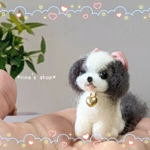 *rina's shop*4.5cm愛犬おリボンシーズーちゃん*ハンドメイド*羊毛フェルト*ブライス*ペットロス*インテリア*メモリアル愛犬*小型犬*雑貨