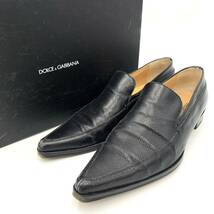 ☆ 高級ラグジュアリー靴 'イタリア製' DOLCE&GABBANA ドルチェアンドガッバーナ ポインテッドトゥ レザーパンプス 革靴 size:37.5 婦人靴_画像1