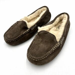 ＊ 良品 履き心地抜群 '人気モデル' UGG アグ ANSLEY アンスレー 裏ボア 本革 モカシン 革靴 ムートン シューズ / スリッポン 23cm 3312