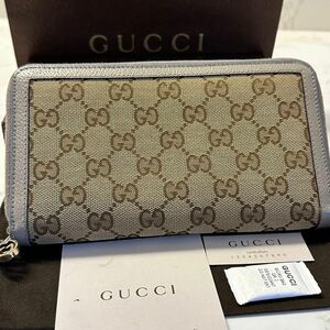 新品同様！ グッチ GUCCI 財布 長財布　GGキャンバス　ラウンドファスナー