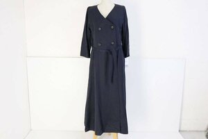 展示品 BONAPPETIT★ロングワンピース ダブルボタン ★ネイビー38★584v11