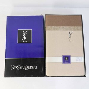 未使用品！YSL イヴサンローラン リバーシブル毛布 シングル 140×200cm 毛100% ベージュ/ブラウン★751v01