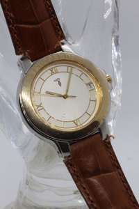 【TRUSSARDI】TR-2533 QUARTZ SAPPHIRE CRYSTAL 100M 中古品時計 電池交換済み 未使用牛革ベルト装着 24.1.2