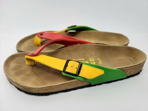 美品 レア ドイツ製 BIRKENSTOCK サンダル ラスタカラー 41 26.5cm 赤 黄色 緑