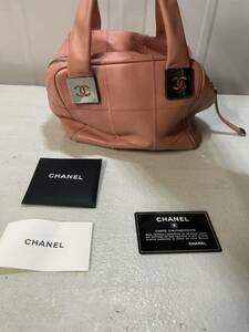 CHANEL シャネル チョコバー ハンドバッグ ココマーク ミニボストン レザー ピンク レディース