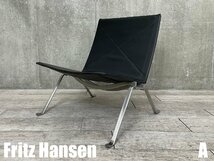 A2）FRITZ HANSEN/ フリッツハンセン■PK22 ラウンジチェア■レザー■ブラック ■ポール・ケアホルム■北欧_画像1