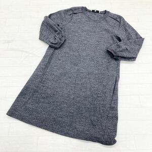 1314◎ SEE BY CHLOE シー バイ クロエ トップス ワンピース ミニ丈 クルーネック 長袖 ウール 100 グレー レディースITA40