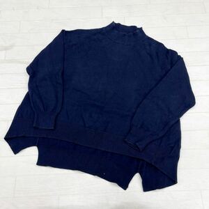 1317◎ UNITED ARROWS GREEN LABEL RELAXING グリーンレーベル リラクシング ニット セーター 長袖 カシ混 ネイビー レディース