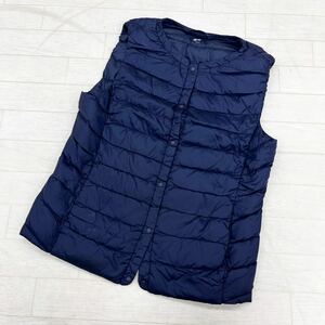 1317◎ UNIQLO ユニクロ トップス ダウン ジャケット アウター ベスト ノースリーブ フルボタン ネイビー レディース M