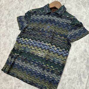 1円~ ＊ 美品 イタリア製 'ラグジュアリーウェア' MISSONI ミッソーニ 半袖 総柄 ニット ポロシャツ 48 レディース 高級婦人服 トップス