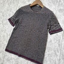 1円~ ＊ 訳あり美品 イタリア製 'ラグジュアリーウェア' MISSONI ミッソーニ 半袖 総柄 ニット セーター 48 レディース 高級婦人服 _画像1