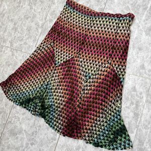 1円~ ＊ 美品 イタリア製 'ラグジュアリーウェア' MISSONI ミッソーニ 高品質 ニット 総柄 フレアスカート size42 レディース 高級婦人服