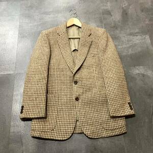 T ☆ほぼ美品/ 極上!!HARRIS TWEED'ハリスツイード'社製生地 '日本製' HAMPSHIRE 千鳥柄 ツイード テーラードジャケット size:AB5 紳士服