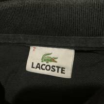 W ▼ 良品 / 洗練されたデザイン!! '日本製' LACOSTE ラコステ ロゴ刺繍 コットン100% 半袖 ポロシャツ size:2 トレディース ップス BLK_画像6