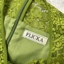 Y ＊ 美品 日本製 '洗練されたデザイン' FLICKA フリッカ 花柄 レース切り替え フレンチスリーブ ドレス ワンピース size1 レディース_画像5