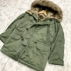 SS1☆良品/ 希少!!入手困難 '裏地ファーデザイン' ARMY FABRIC M-1000 中綿 フライトジャケット N-3B ミリタリー モッズコート M アウター