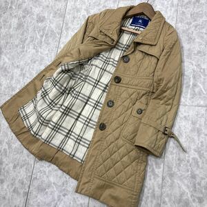 1円~ ＊ 国内正規品 高級婦人服 BURBERRY BLUE LABEL バーバリー ブルーレーベル 裏地 チェック柄 中綿 キルティング コート 38 レディース