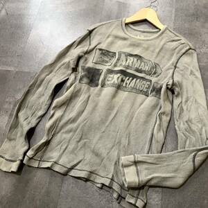 E☆ 人気モデル!! '着心地抜群' ARMANI EXCHANGE アルマーニエクスチェンジ 長袖 サーマル生地 クルーネック Tシャツ size:M トップス 古着