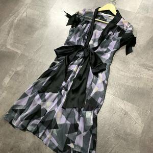 VV☆良品/ 高級エレガント服'リボンデザイン' Diane von Furstenberg ダイアンフォンファステンバーグ 半袖 総柄 ロングワンピース 婦人服 