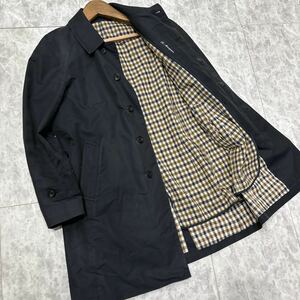 QQQ ＊ 日本製 '高級感溢れる' Aquascutum アクアスキュータム 裏地 ハウスチェック ライナー付き 比翼 ステンカラーコート 38 メンズ 