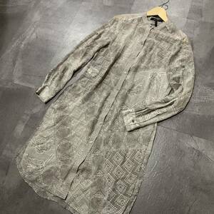 EE☆美品/ 高級エレガント服 '極上シルク100%生地' BCBG MAXAZRIA ビーシービージーマックスアズリア 長袖 ロング シャツワンピース 花柄 S