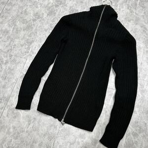 U @ 良品 着心地抜群 '高級感溢れる' CK Calvin Klein カルバンクライン 長袖 COTTON ジップアップ ニット ジャケット sizeM 上着 アウター