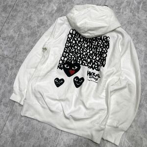 JJ @ 日本製 '人気 ハートロゴデザイン' COMME des GARCONS コムデギャルソン COTTON スウェット ジップアップ パーカー L 上着 アウター 