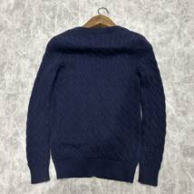 I @ 古着 '人気 ポニー刺繍' Ralph Lauren SPORT ラルフローレン COTTON ケーブル ニット カーディガン 羽織り M 上着 トップス NAVY _画像3