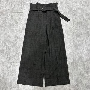 J@ 美品 '洗礼されたデザイン' GREEN LABEL RELAXING グリーンレーベルリラクシング UNITED ARROWS ベルト付き チェック柄 ワイドパンツ 36