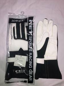 **FET 3D racing glove BK/WHT L size new goods unused mileage . made in Japan efi- tea 