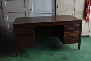 Vintage USA Wooden Desk _B デスク テーブル 机 ウッド 両袖 引き出し 店舗什器 家具 アメリカ アンティーク ヴィンテージ Y-1986