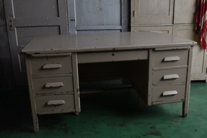 Vintage USA Wooden Desk _C デスク ウッド 木製 引き出し 両袖 家具 ペンキ 机 テーブル アメリカ アンティーク ヴィンテージ Y-1987