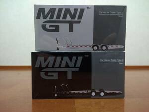 ☆即決送料無料☆ MINIGT 1/64 Car Hauler Trailer Type A Silver ＆Car Hauler Trailer Type B Black 2台セット