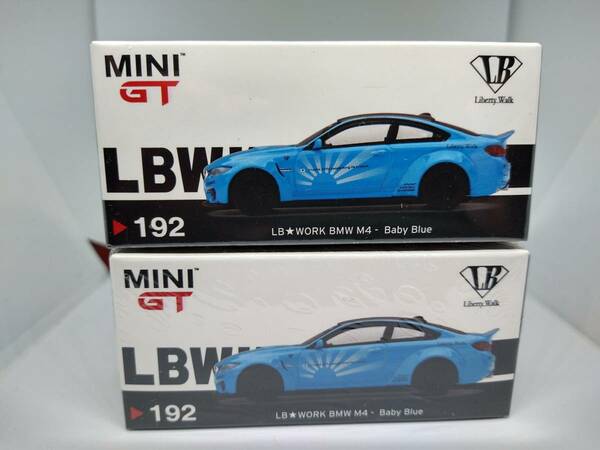 ☆即決送料無料☆ MINIGT 1/64 LB★WORKS BMW M4 Baby Blue 右ハンドル＆左ハンドル　2台セット