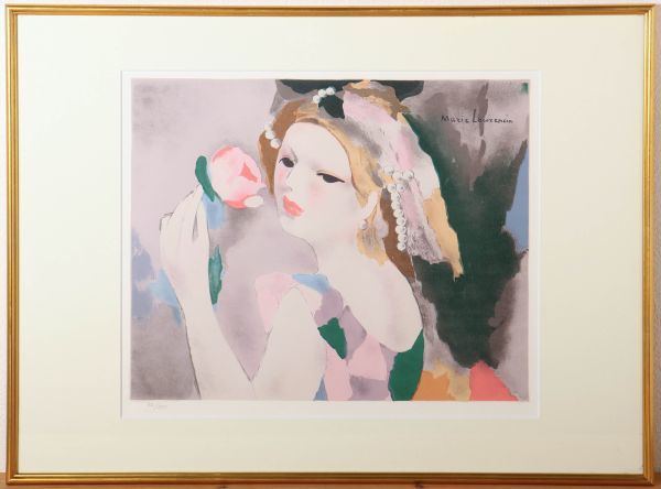 正規店仕入れの ローランサン「バラを持つ貴婦人」 絵画/タペストリ