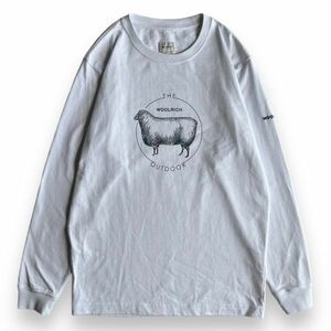 国内正規 WOOLRICH ウールリッチ 長袖 プリント ロゴ Tシャツ 刺繍 ロンT コットン トップス ロングスリーブ カットソー XS ホワイト 白