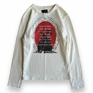 日本製 BACK BONE THE BASIS バックボーン ザ ベイシス TYPE A-1 長袖 コットン プリント Tシャツ バイカー アメカジ 古着 S ホワイト 白