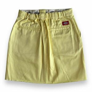 Dickies ディッキーズ 切りっぱなし カットオフ ワーク スカート ウエストゴム カスタム レディース ミニ ボトム M ライトイエロー