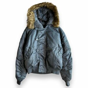 ALPHA INDUSTRIES アルファ インダストリーズ N-2B フード ファー ミリタリー ナイロン ブルゾン 1615-573-8335 民間 ジャケット L カーキ