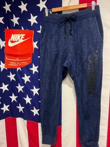 ★NIKE F.C.★ナイキFC★LIBERO AOP FT PANTS★リベロ★スウェットパンツ★カモフラージュ柄★総柄★ビッグロゴ★ネイビー★紺★Lサイズ★