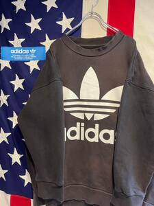 ★adidas★アディダス★AC CREW★フレンチテリー★スウェット★トレーナー★トレフォイルロゴ★ビッグロゴ★ネイビー★紺★Oサイズ★