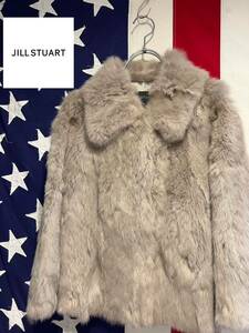 ★JILLSTUART★ジルスチュアート★ラビットファージャケット★ブルゾン★アウター★リアルファー★毛皮★グレー★Sサイズ★092-259023★